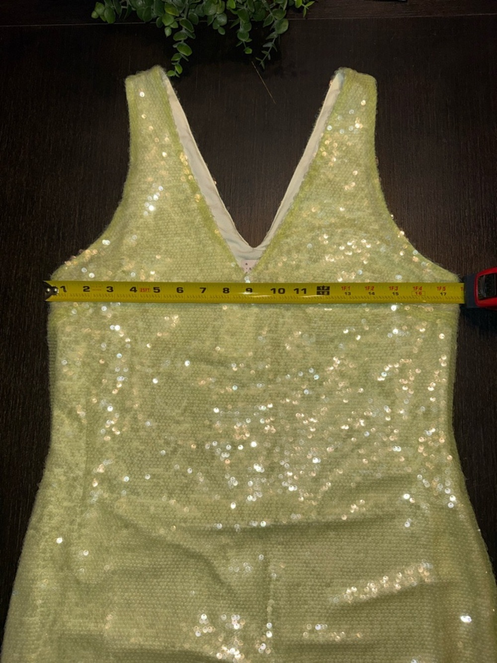 a new day Pale Lime Sequin V-Neck Mini Dress Party - Picture 5 of 8